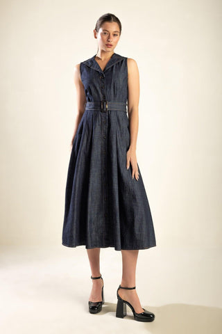 OASIS OF CALM RIGID DENIM MIDI DRESS - Glamourous Grace