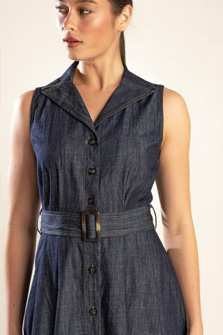 OASIS OF CALM RIGID DENIM MIDI DRESS - Glamourous Grace