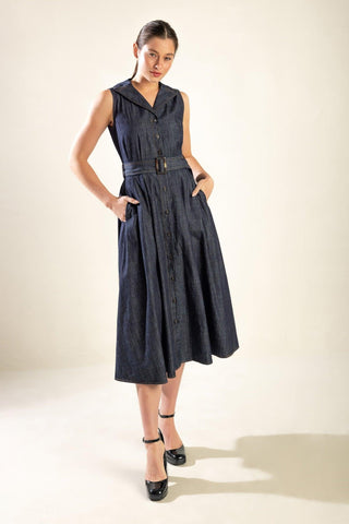 OASIS OF CALM RIGID DENIM MIDI DRESS - Glamourous Grace