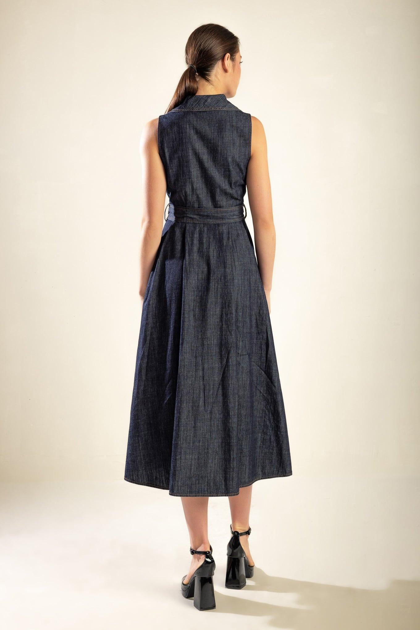 OASIS OF CALM RIGID DENIM MIDI DRESS - Glamourous Grace
