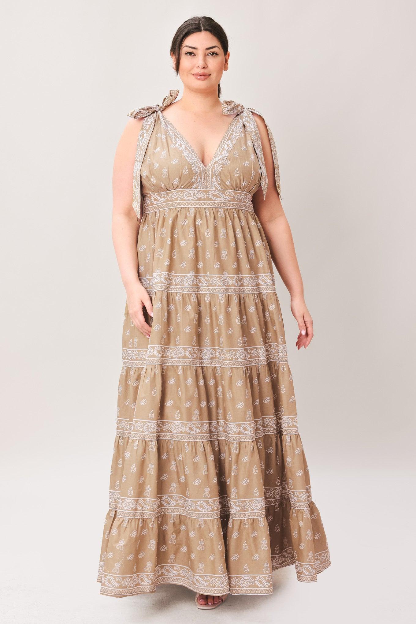CUDDLY ATTITUDE TAUPE WOVEN MAXI DRESS - Glamourous Grace