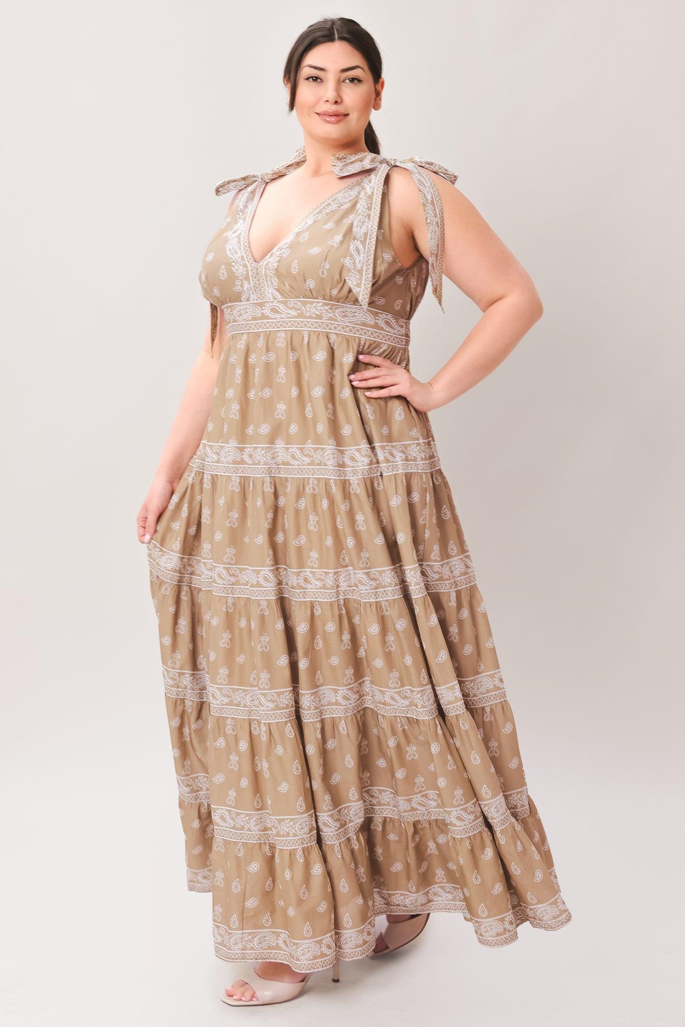 CUDDLY ATTITUDE TAUPE WOVEN MAXI DRESS - Glamourous Grace
