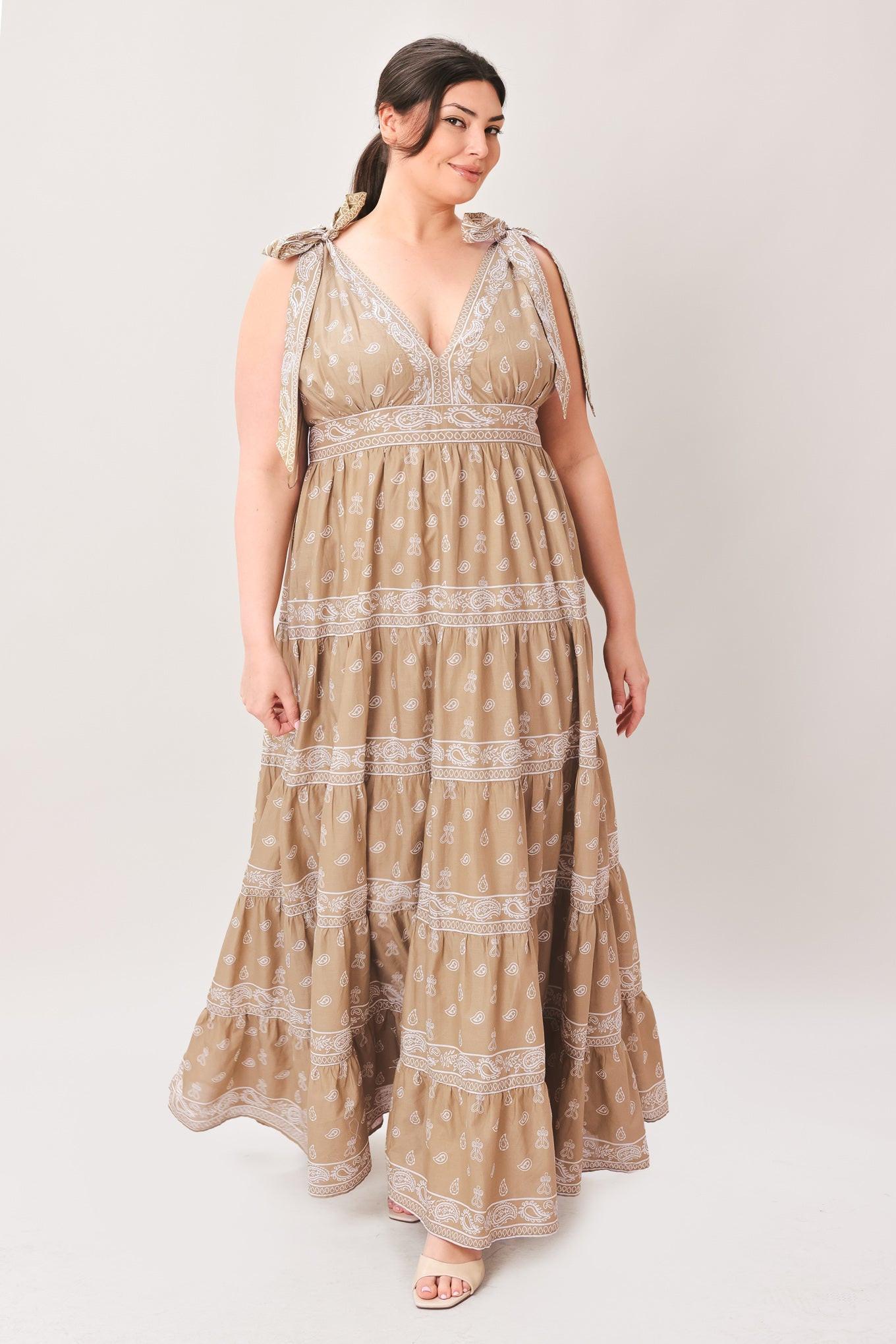 CUDDLY ATTITUDE TAUPE WOVEN MAXI DRESS - Glamourous Grace