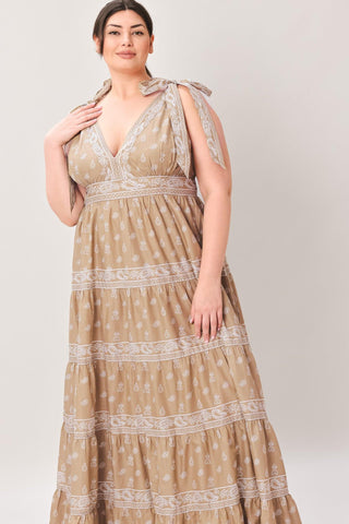 CUDDLY ATTITUDE TAUPE WOVEN MAXI DRESS - Glamourous Grace