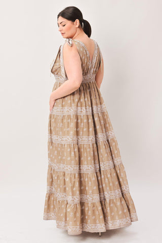CUDDLY ATTITUDE TAUPE WOVEN MAXI DRESS - Glamourous Grace