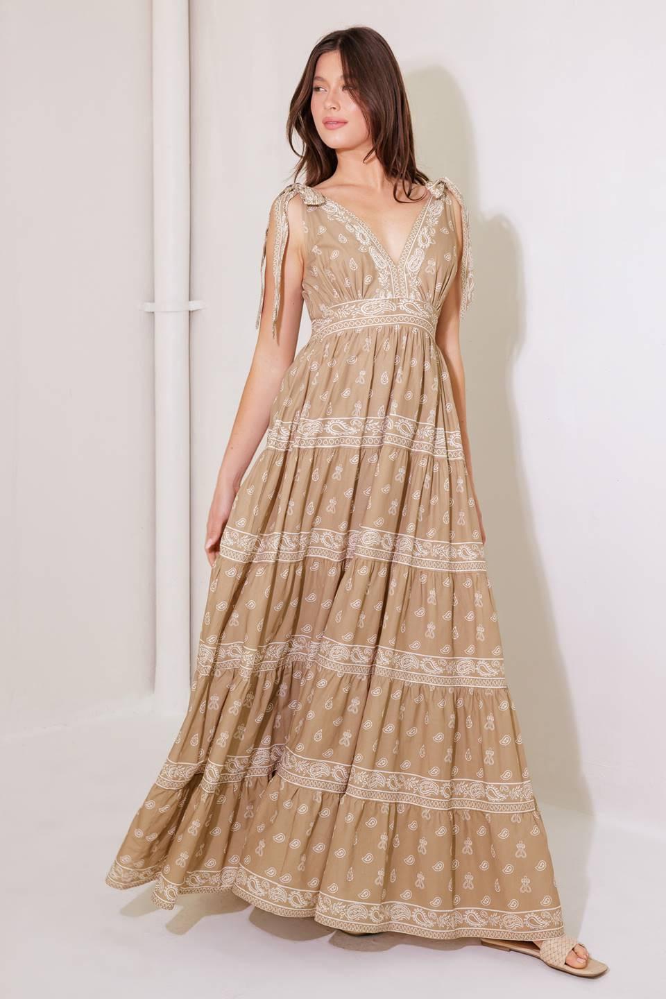 CUDDLY ATTITUDE TAUPE WOVEN MAXI DRESS - Glamourous Grace