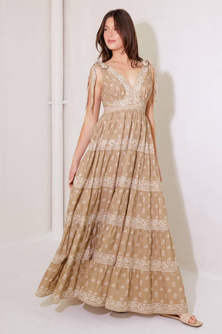 CUDDLY ATTITUDE TAUPE WOVEN MAXI DRESS - Glamourous Grace