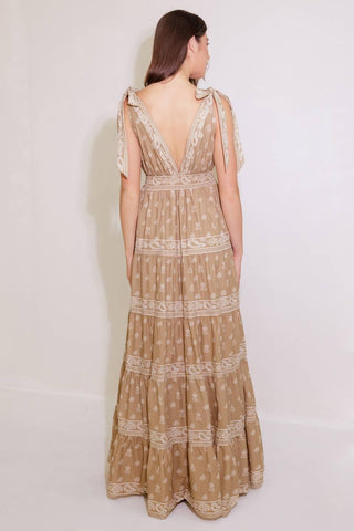 CUDDLY ATTITUDE TAUPE WOVEN MAXI DRESS - Glamourous Grace