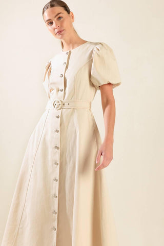 CAPTURED BY THE NIGHT TWILL MIDI DRESS - Glamourous Grace