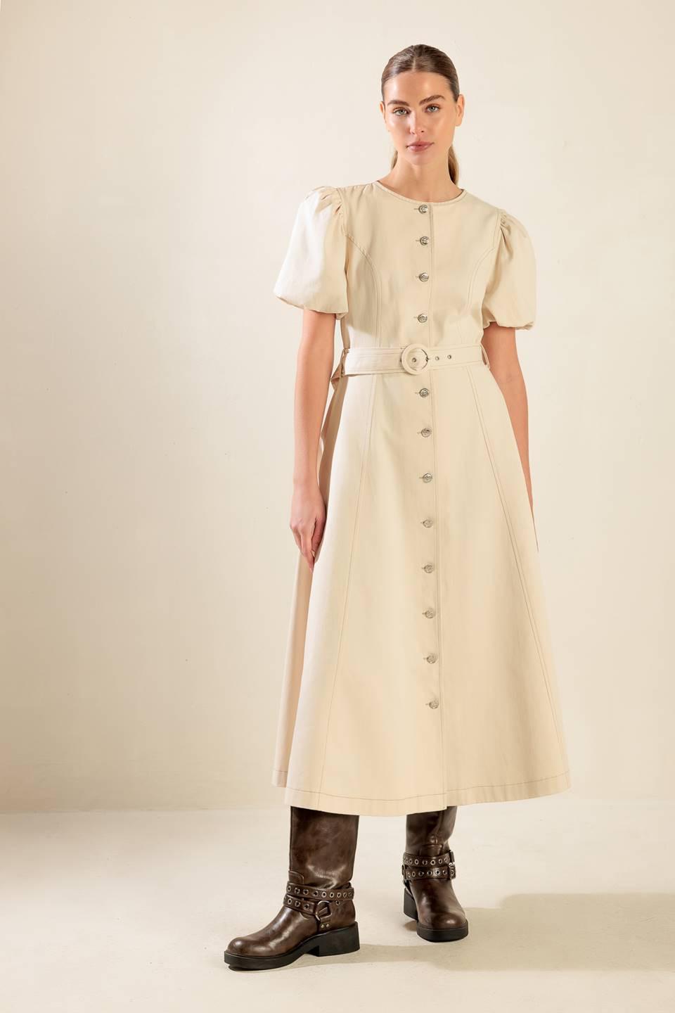 CAPTURED BY THE NIGHT TWILL MIDI DRESS - Glamourous Grace