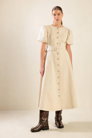 CAPTURED BY THE NIGHT TWILL MIDI DRESS - Glamourous Grace