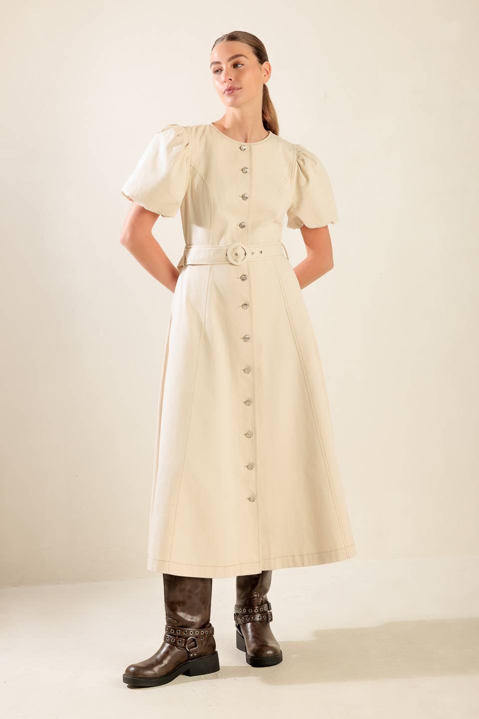 CAPTURED BY THE NIGHT TWILL MIDI DRESS - Glamourous Grace