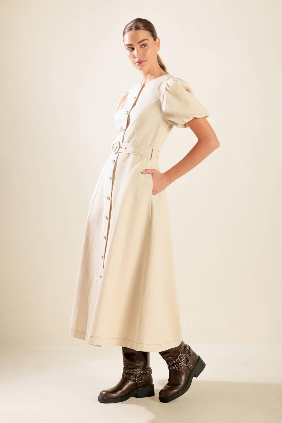 CAPTURED BY THE NIGHT TWILL MIDI DRESS - Glamourous Grace