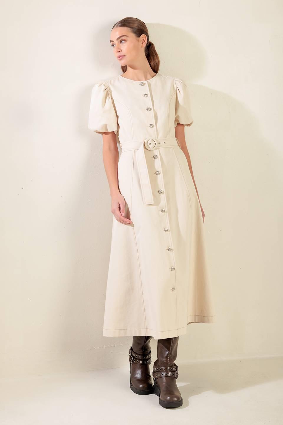 CAPTURED BY THE NIGHT TWILL MIDI DRESS - Glamourous Grace