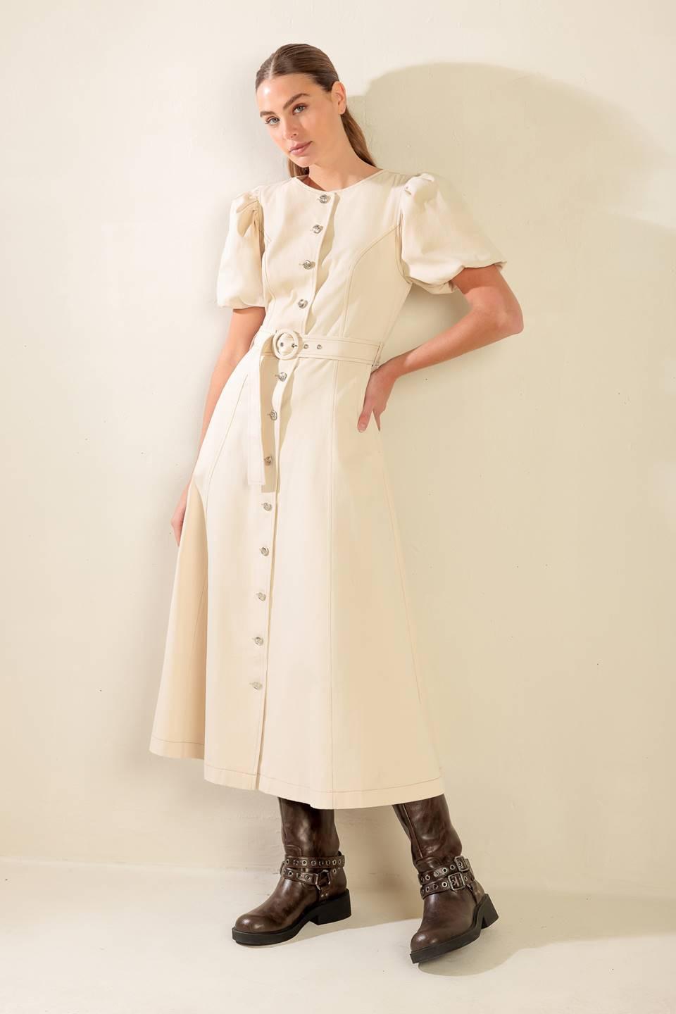 CAPTURED BY THE NIGHT TWILL MIDI DRESS - Glamourous Grace