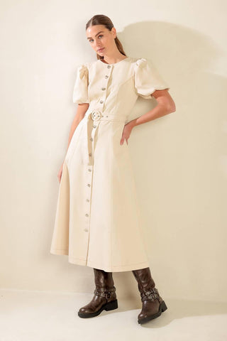 CAPTURED BY THE NIGHT TWILL MIDI DRESS - Glamourous Grace