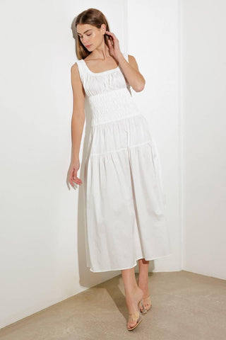 LOVELIEST LOOKS WHITE WOVEN MIDI DRESS - Glamourous Grace