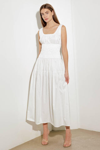 LOVELIEST LOOKS WHITE WOVEN MIDI DRESS - Glamourous Grace