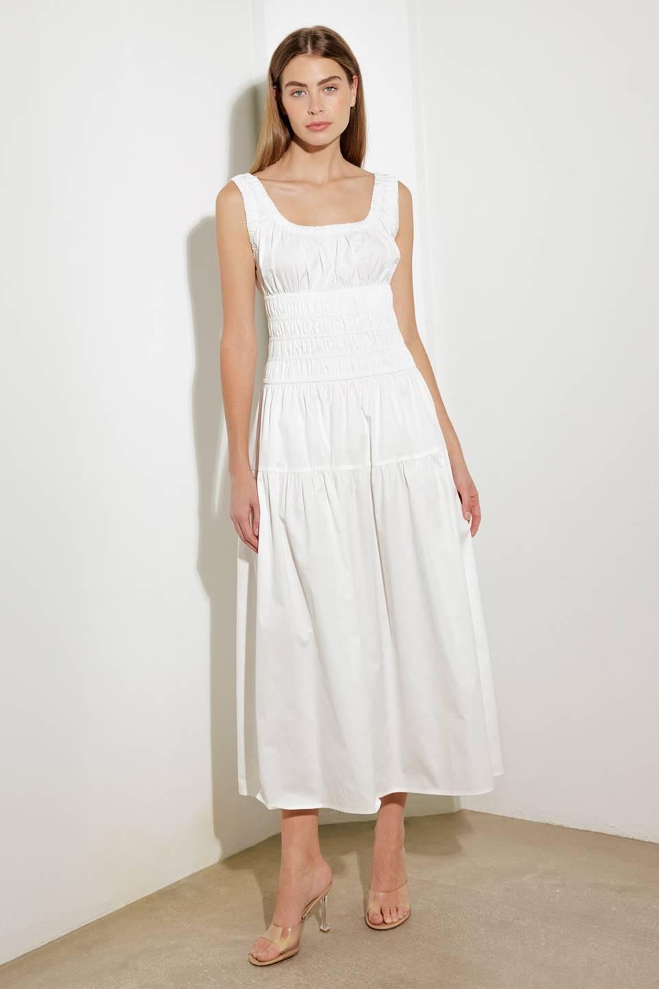 LOVELIEST LOOKS WHITE WOVEN MIDI DRESS - Glamourous Grace