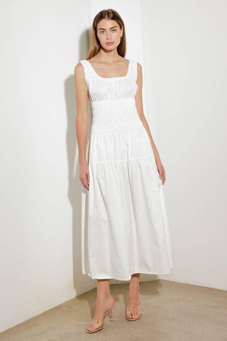 LOVELIEST LOOKS WHITE WOVEN MIDI DRESS - Glamourous Grace