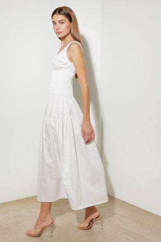LOVELIEST LOOKS WHITE WOVEN MIDI DRESS - Glamourous Grace
