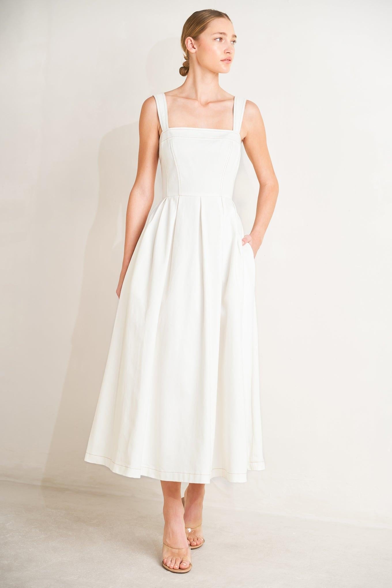 SERENE CHARM WOVEN MIDI DRESS - Glamourous Grace