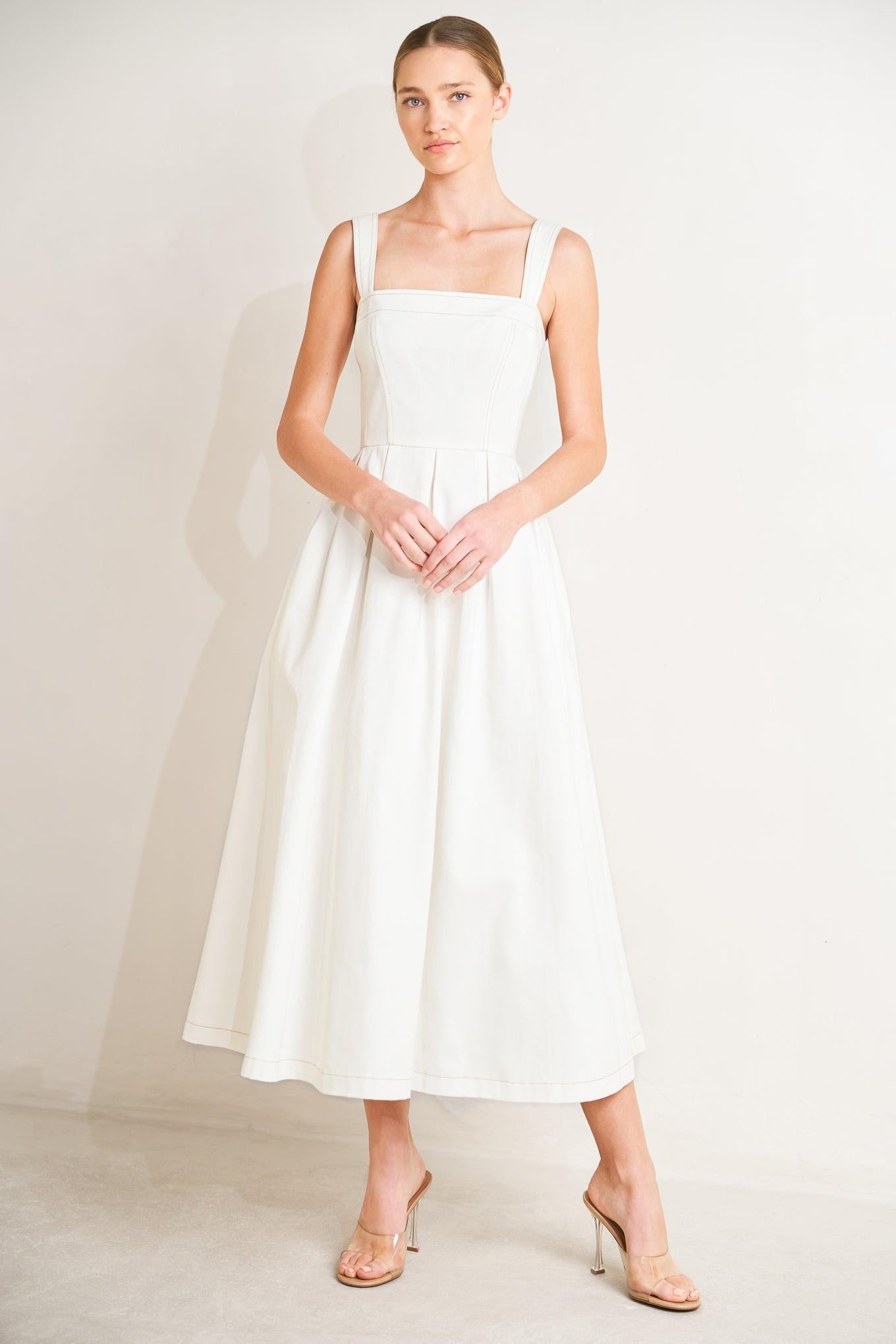 SERENE CHARM WOVEN MIDI DRESS - Glamourous Grace