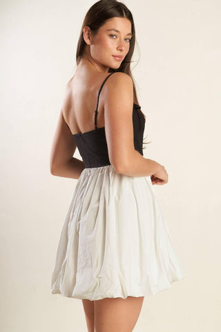 PATIO SENSETS WOVEN COMBINATION MINI DRESS - Glamourous Grace