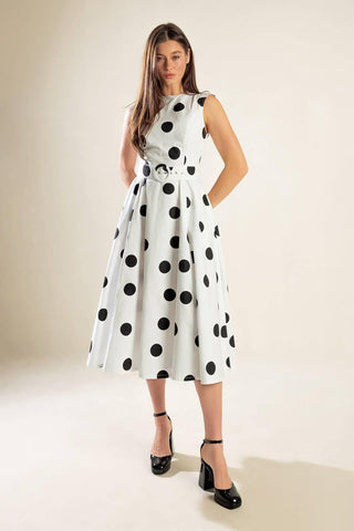 ECHOING FJORD WOVEN MIDI DRESS - Glamourous Grace