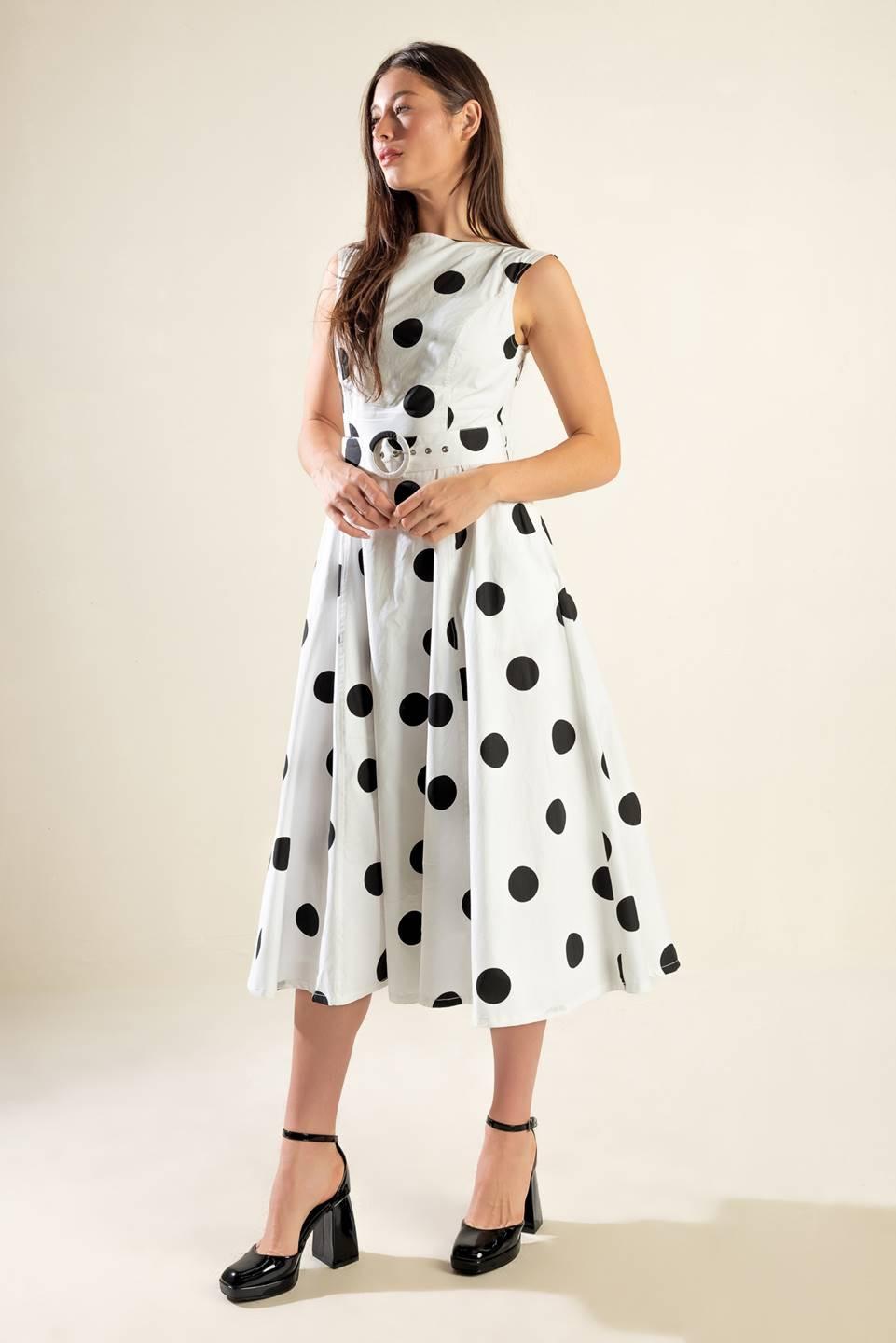 ECHOING FJORD WOVEN MIDI DRESS - Glamourous Grace