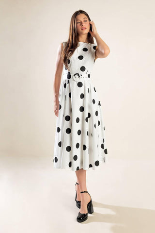 ECHOING FJORD WOVEN MIDI DRESS - Glamourous Grace
