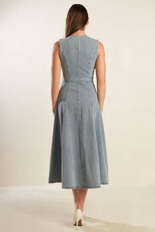 NAUTICAL & NICE DENIM MIDI DRESS - Glamourous Grace