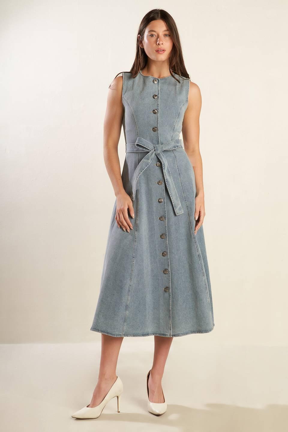 NAUTICAL & NICE DENIM MIDI DRESS - Glamourous Grace