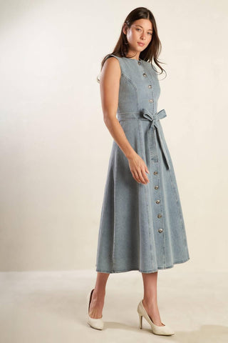 NAUTICAL & NICE DENIM MIDI DRESS - Glamourous Grace