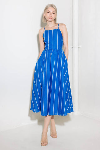 LET THE GOOD IN BLUE WOVEN MIDI DRESS - Glamourous Grace