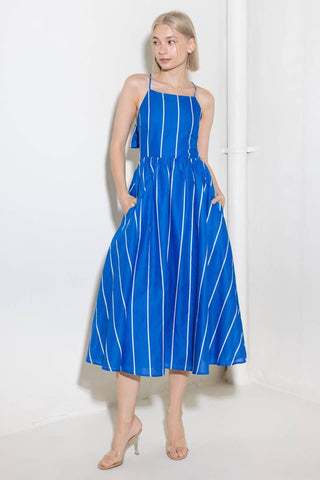 LET THE GOOD IN BLUE WOVEN MIDI DRESS - Glamourous Grace