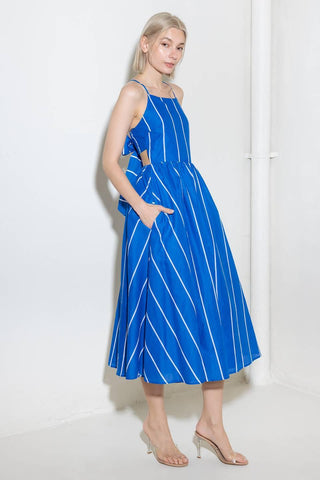 LET THE GOOD IN BLUE WOVEN MIDI DRESS - Glamourous Grace