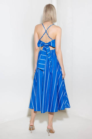 LET THE GOOD IN BLUE WOVEN MIDI DRESS - Glamourous Grace