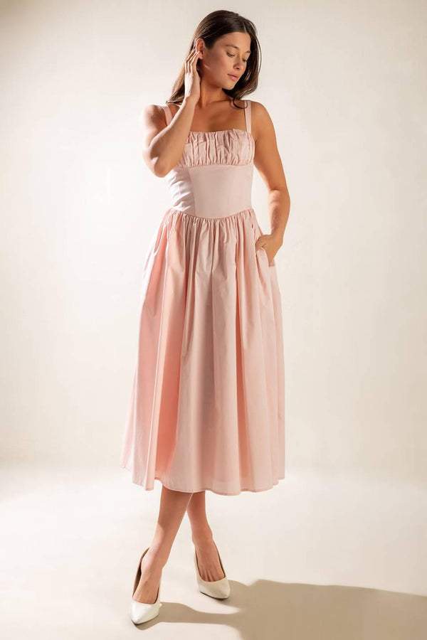EASILY LOVED WOVEN MIDI DRESS - Glamourous Grace