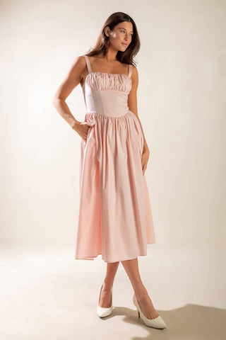 EASILY LOVED WOVEN MIDI DRESS - Glamourous Grace