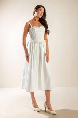 EASILY LOVED WOVEN MIDI DRESS - Glamourous Grace
