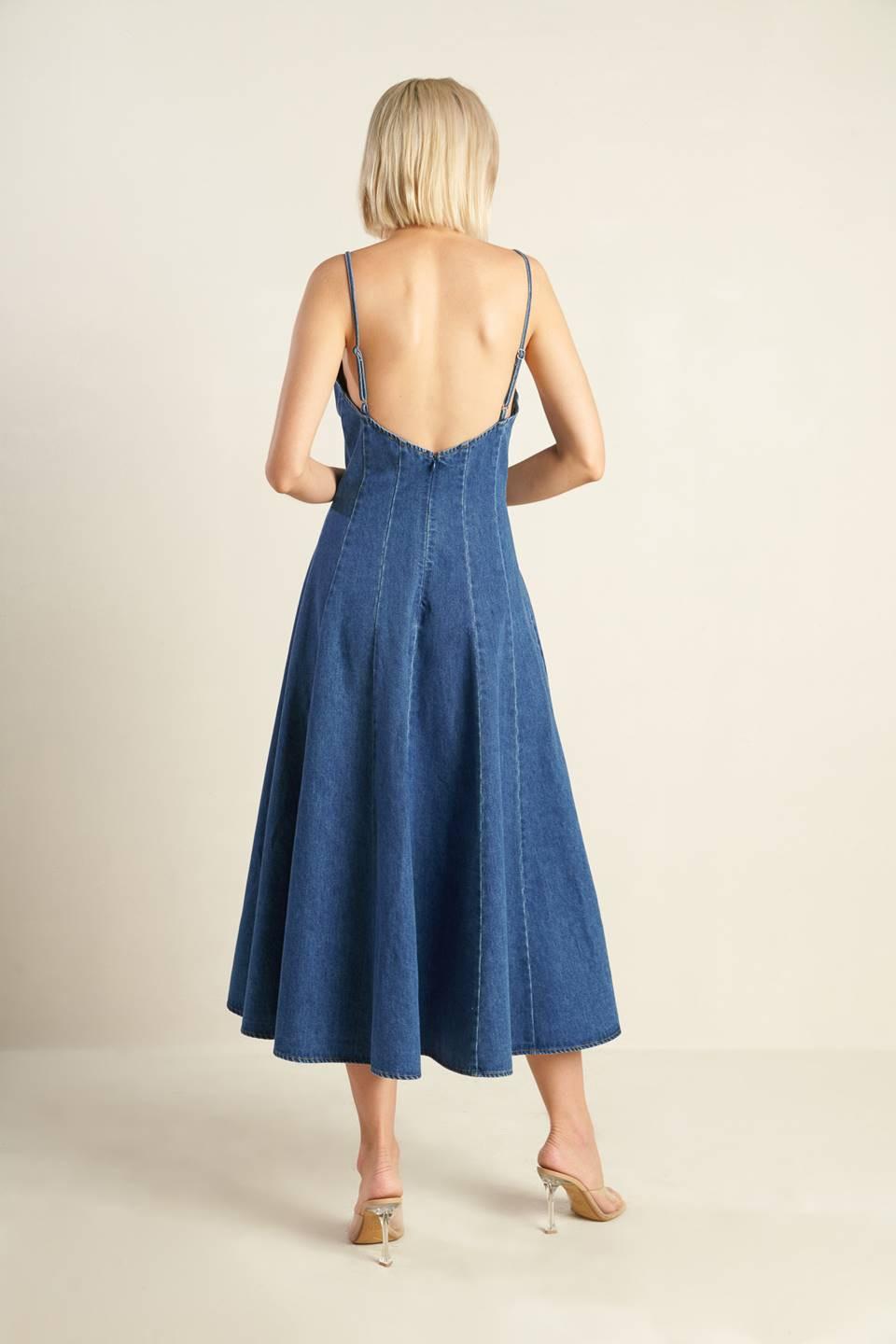ROSEWOOD ROMANCE DENIM MIDI DRESS - Glamourous Grace