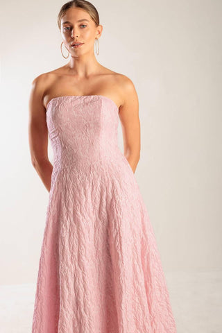Light pink woven midi dress by Flying Tomato, featuring a stylish, flowy design perfect for casual or semi-formal occasions.