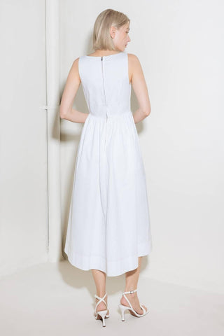 CATCH THE SUN IN WHITE  WOVEN MIDI DRESS - Glamourous Grace