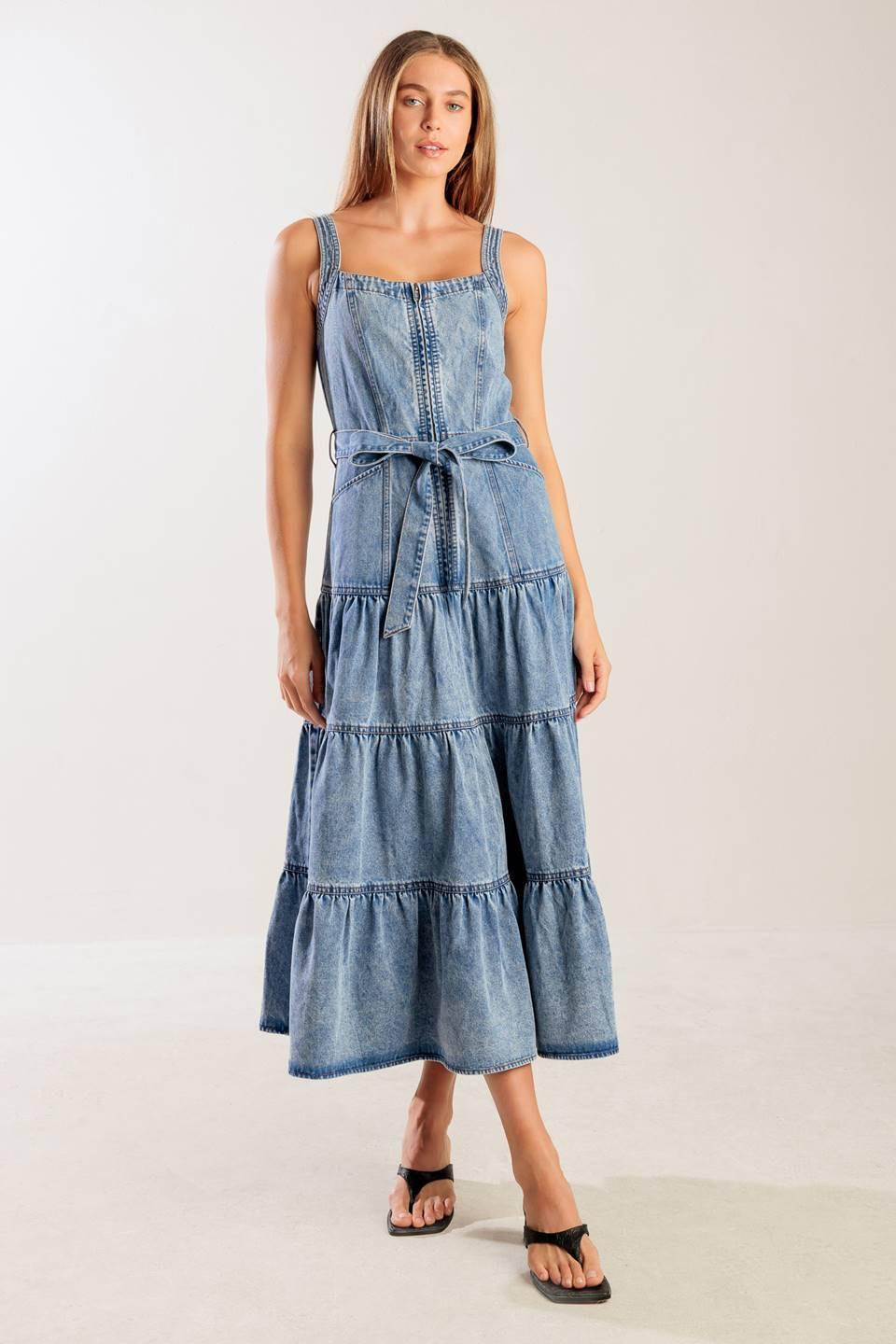 SUNSHINE STATE OF MIND INDIGO DENIM DRESS - Glamourous Grace