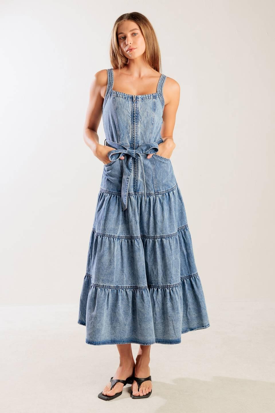 SUNSHINE STATE OF MIND INDIGO DENIM DRESS - Glamourous Grace