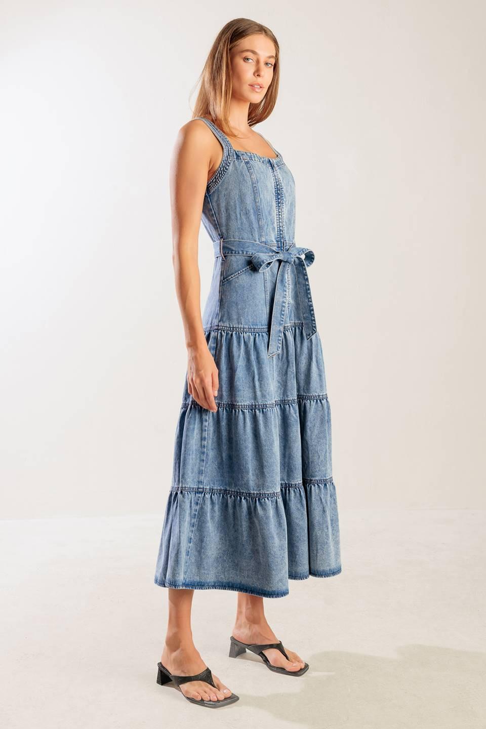 SUNSHINE STATE OF MIND INDIGO DENIM DRESS - Glamourous Grace