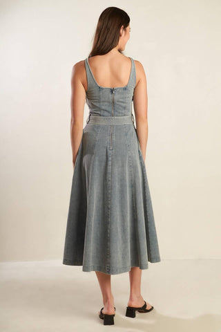 A DAY AT THE VINEYARD DENIM MIDI DRESS - Glamourous Grace