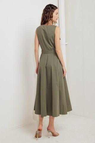 OLIVE GROVE WOVEN MIDI DRESS - Glamourous Grace