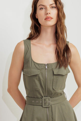 OLIVE GROVE WOVEN MIDI DRESS - Glamourous Grace